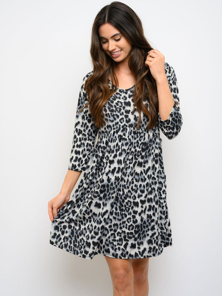 WOMEN'S LONG SLEEVE ANIMAL PRINT DRESS