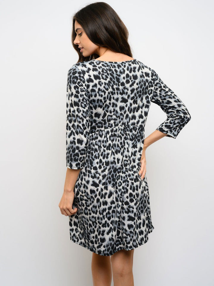WOMEN'S LONG SLEEVE ANIMAL PRINT DRESS