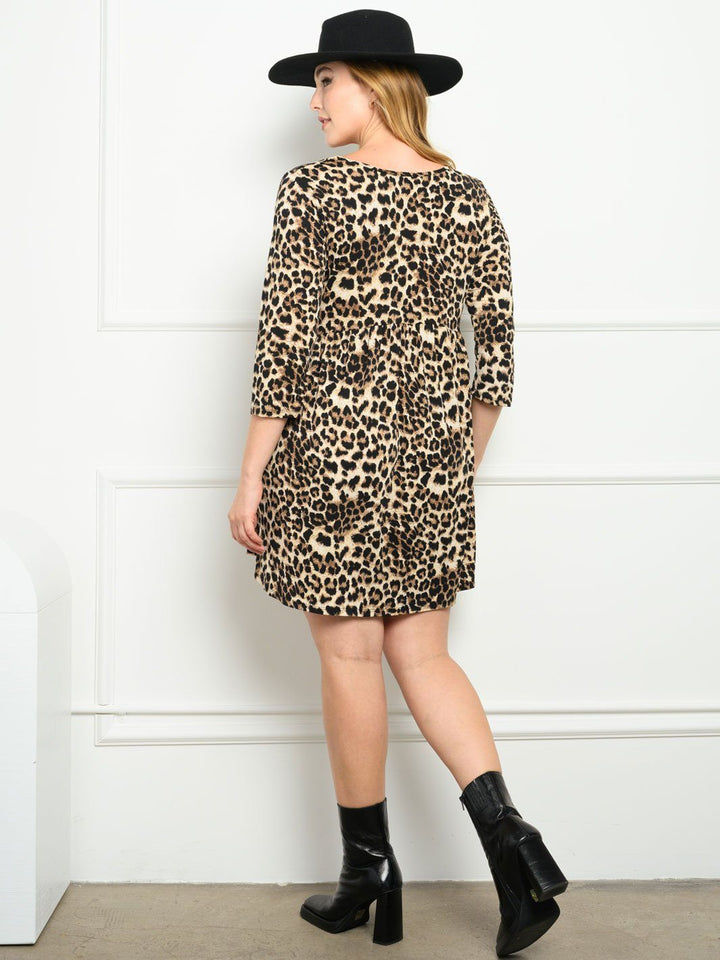 PLUS SIZE ANIMAL PRINT WITH POCKETS MINI DRESS