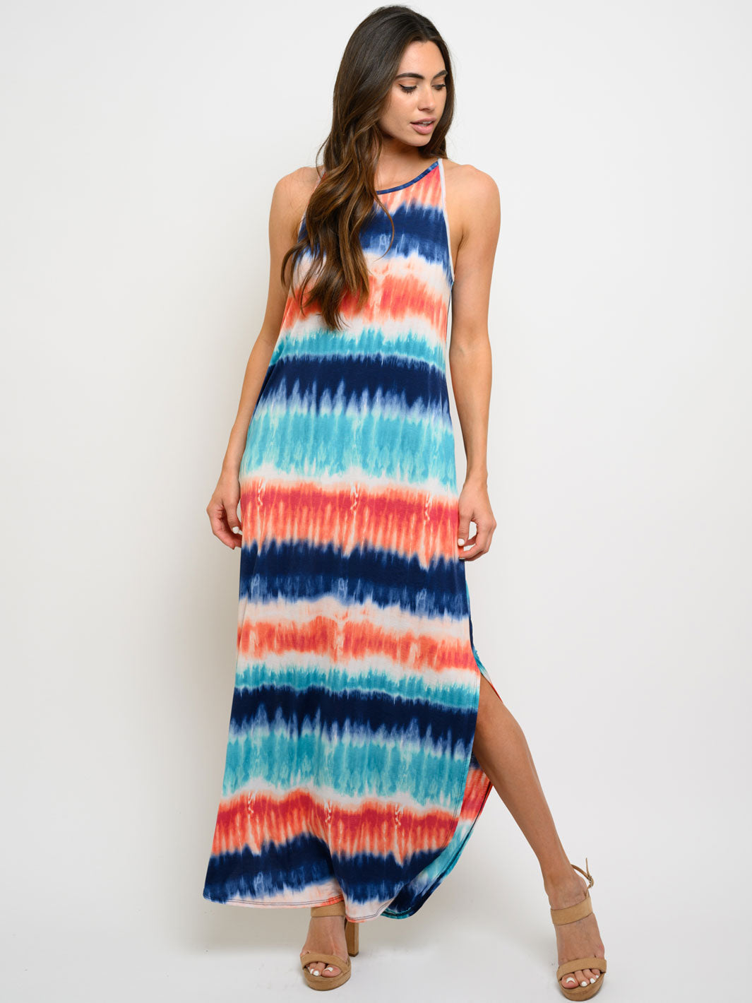 WOMEN'S SLEEVELESS MULTI COLOR MAXI DRESS