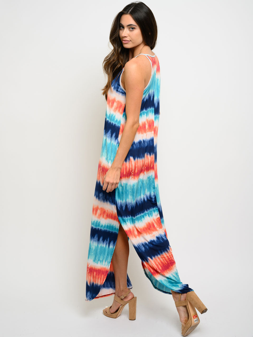 WOMEN'S SLEEVELESS MULTI COLOR MAXI DRESS