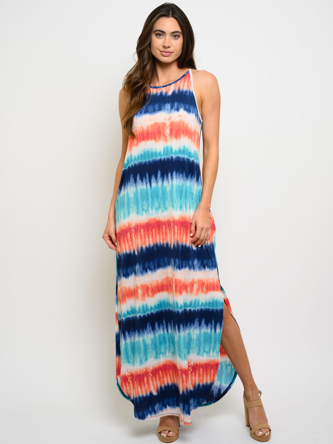 WOMEN'S SLEEVELESS MULTI COLOR MAXI DRESS