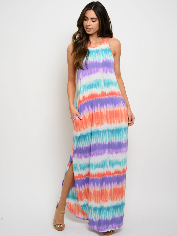 WOMEN'S SLEEVELESS MULTI COLOR MAXI DRESS