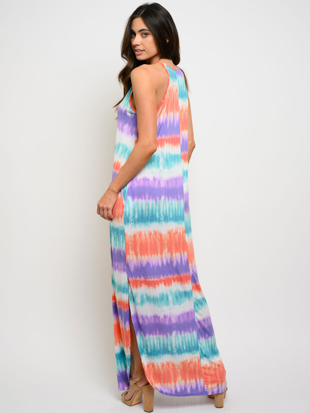 WOMEN'S SLEEVELESS MULTI COLOR MAXI DRESS