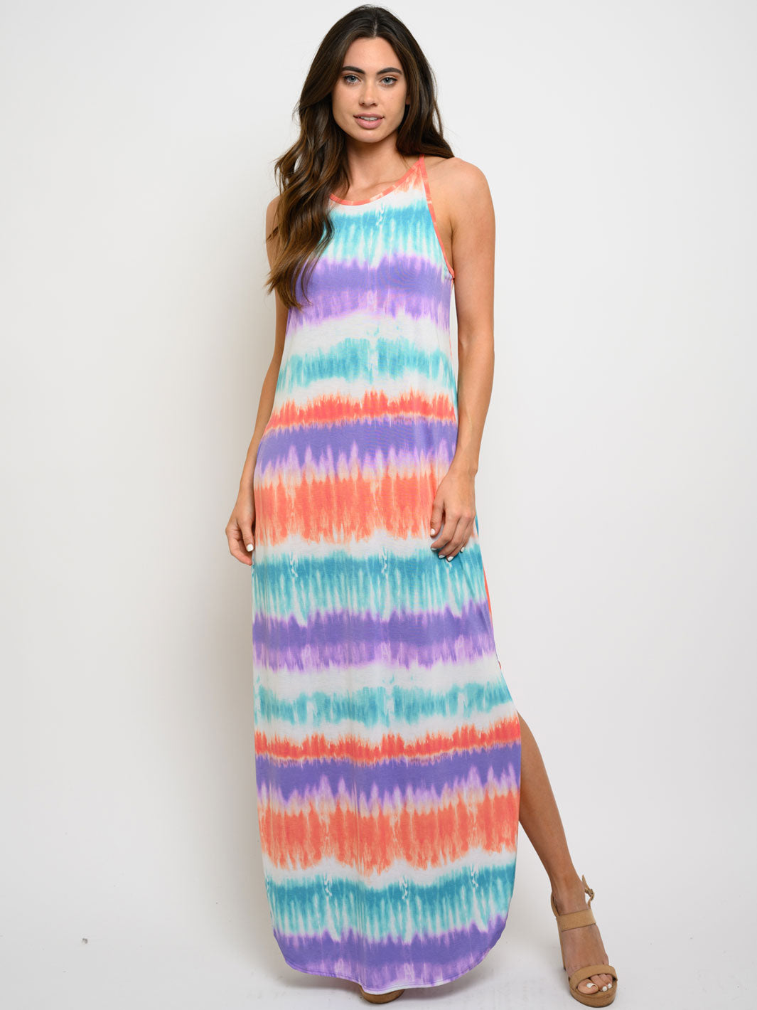 WOMEN'S SLEEVELESS MULTI COLOR MAXI DRESS