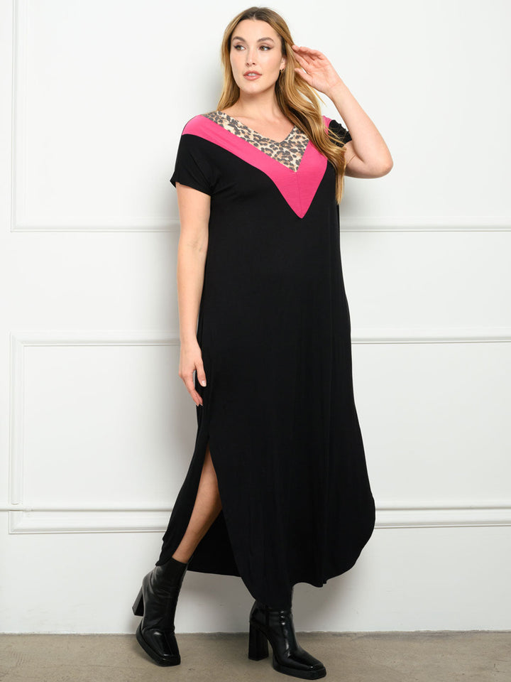 PLUS SIZE CHEVRON WITH POCKETS MAXI DRESS