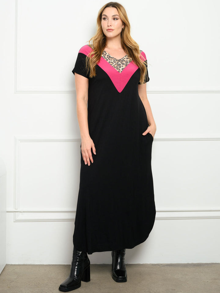 PLUS SIZE CHEVRON WITH POCKETS MAXI DRESS