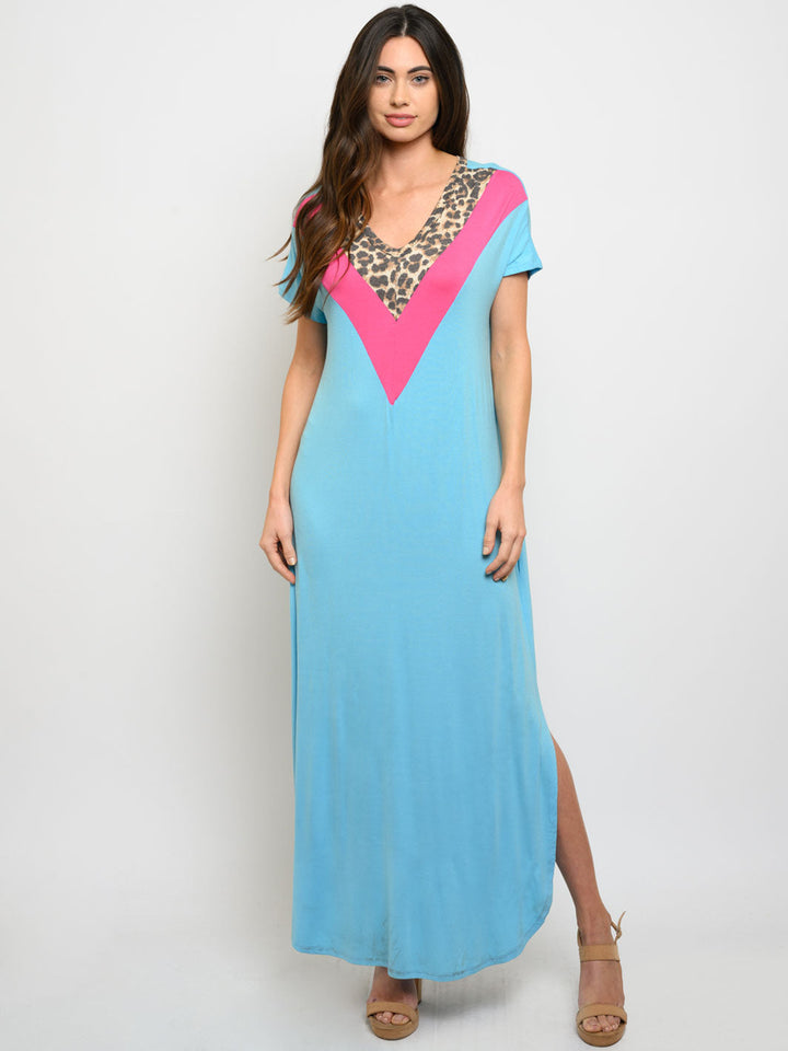 WOMEN'S CHEVRON V-NECK MAXI DRESS