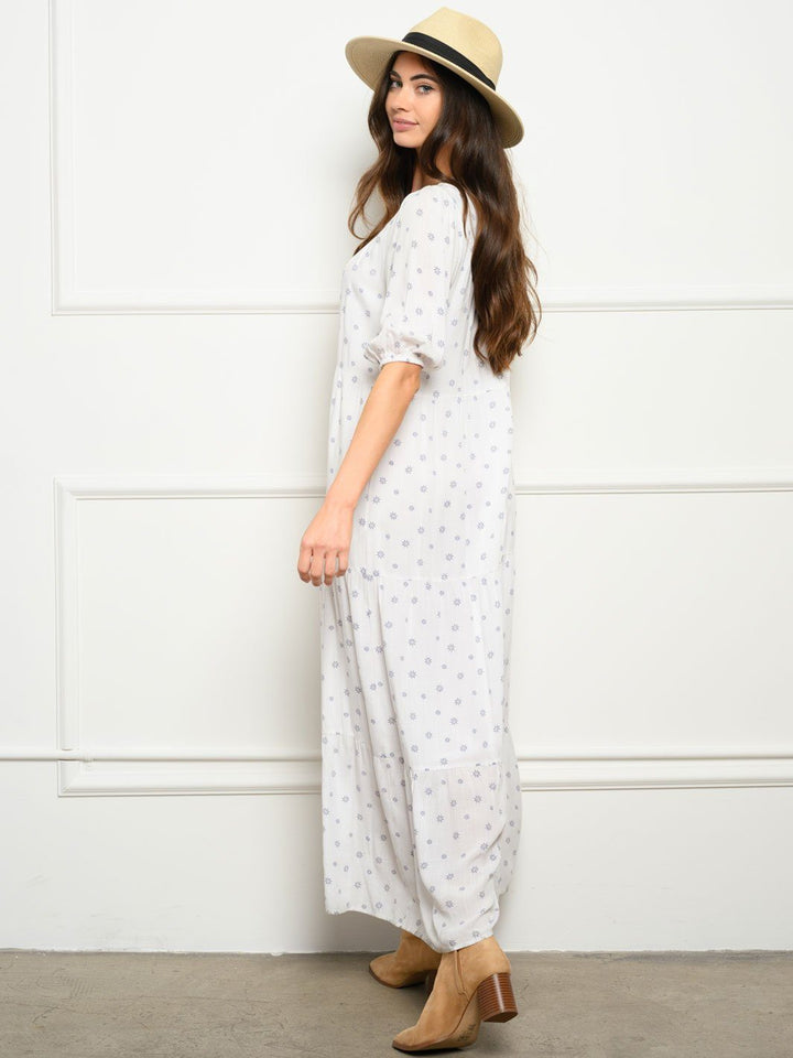 WOMEN'S SQUARE NECK POCKETS MAXI DRESS