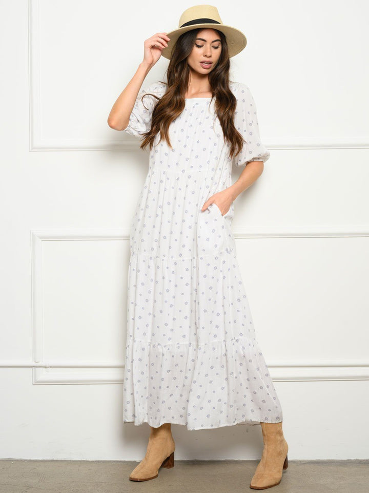 WOMEN'S SQUARE NECK POCKETS MAXI DRESS