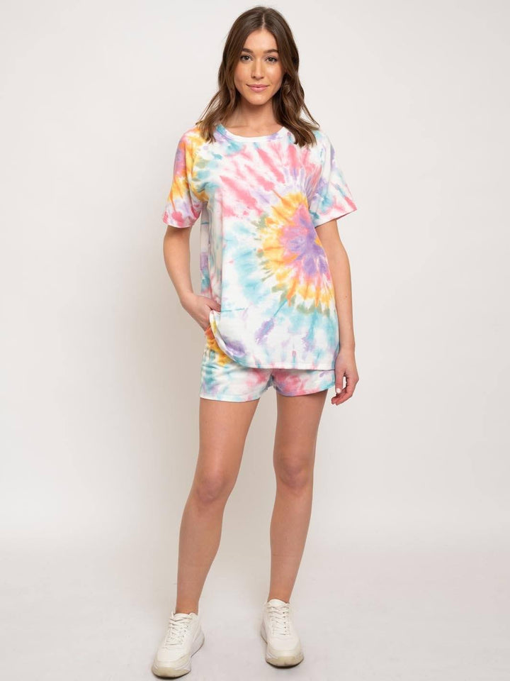 WOMEN'S IVORY TIE DYE SHORTS