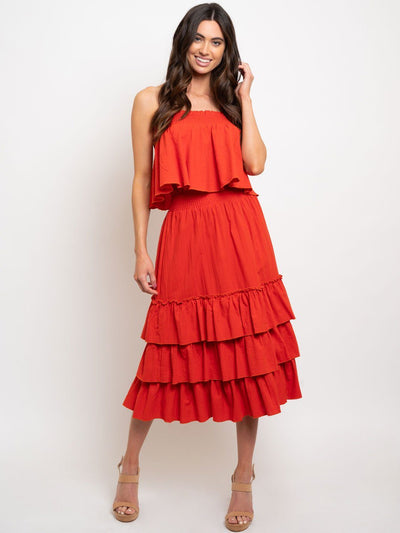 WOMEN'S RUST 2PC. RUFFLE SET