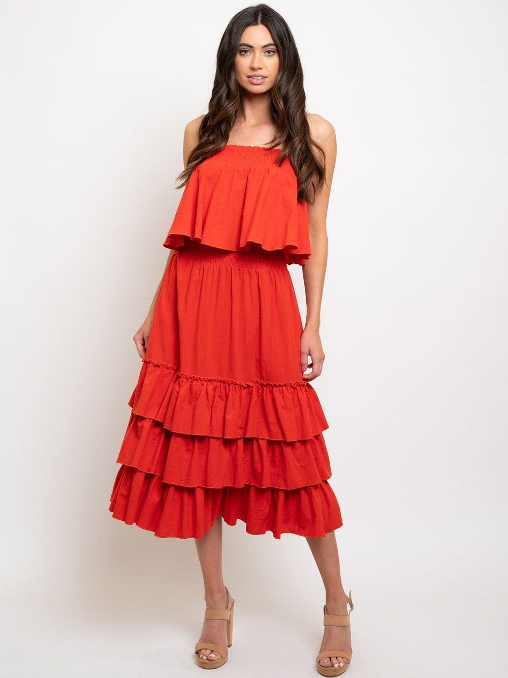 WOMEN'S RUST 2PC. RUFFLE SET