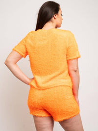 PLUS SIZE NEON ORANGE FUZZY SET