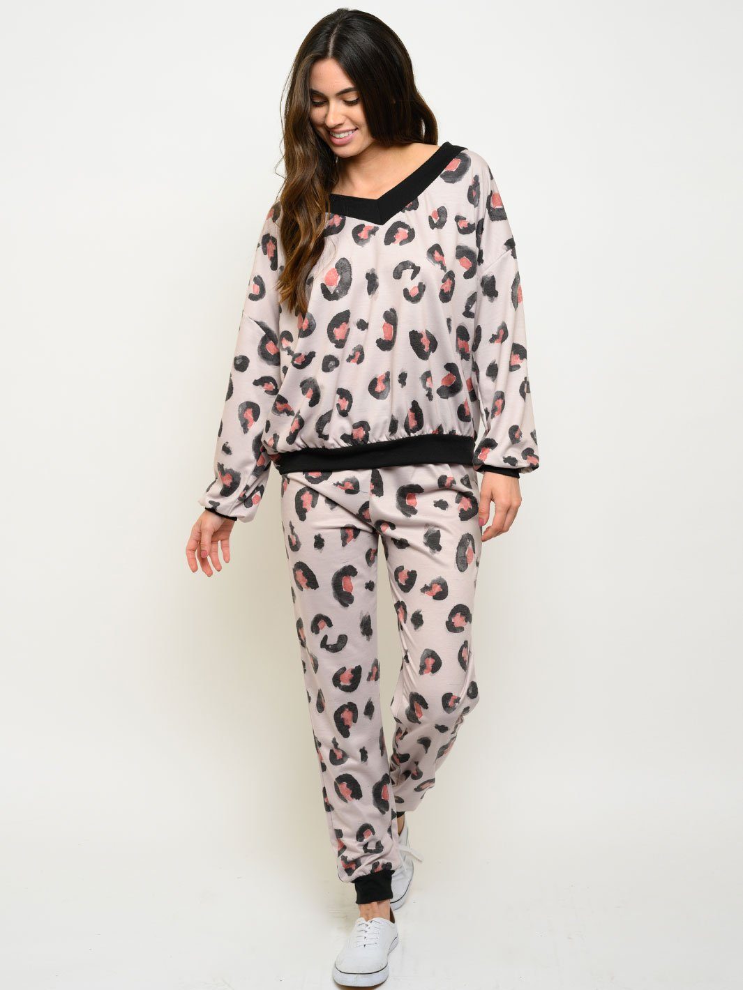 WOMEN'S LONG SLEEVE ANIMAL PRINT 2PC SET