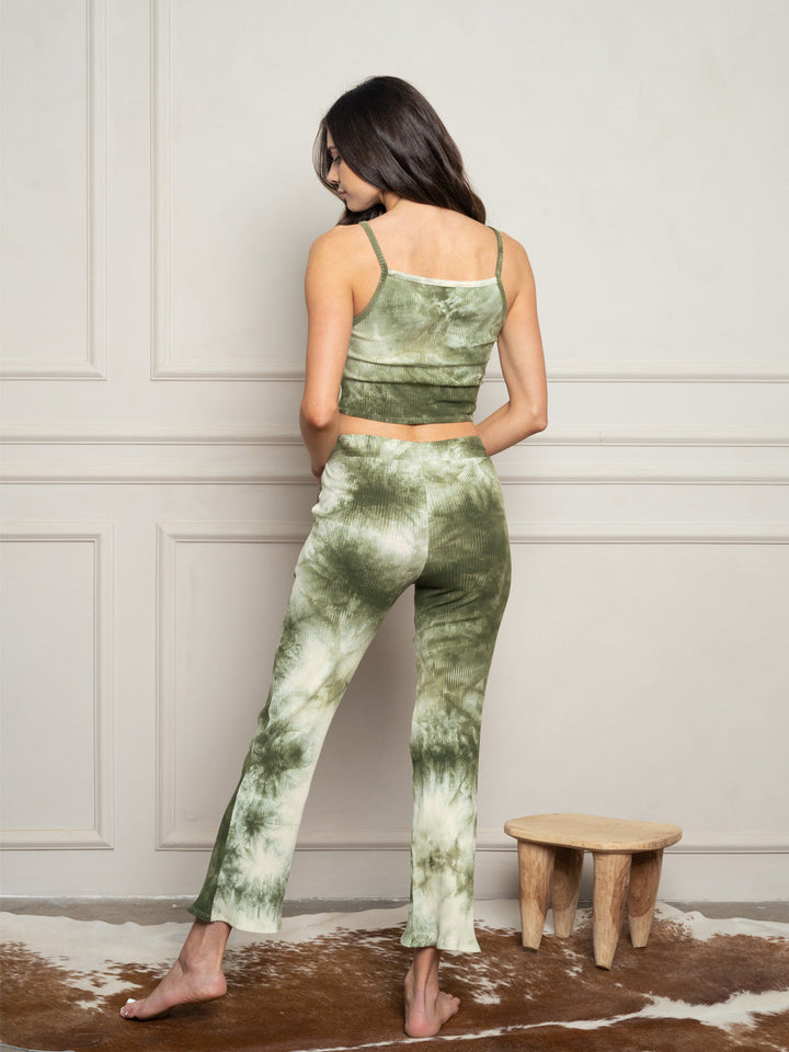 WOMEN'S TIE DYE POCKETS SELF TIE PANTS