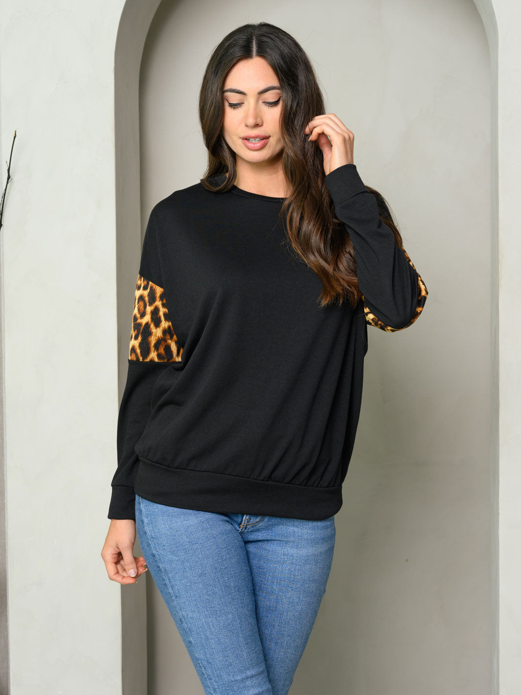 WOMEN'S LONG SLEEVE ANIMAL PRINT TUNIC TOP