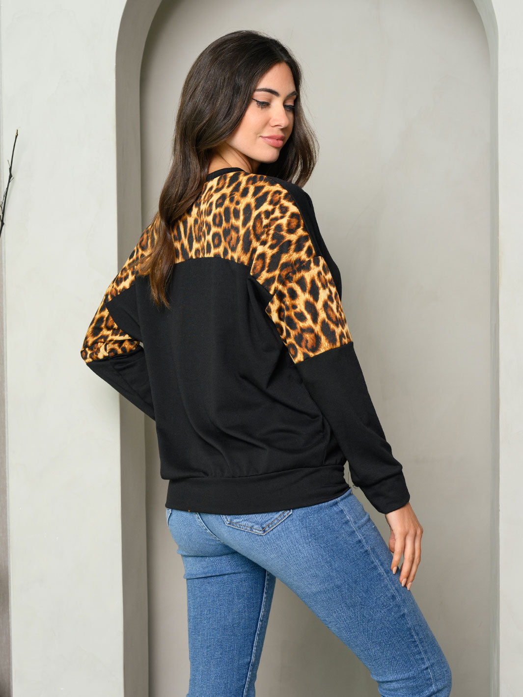 WOMEN'S LONG SLEEVE ANIMAL PRINT TUNIC TOP