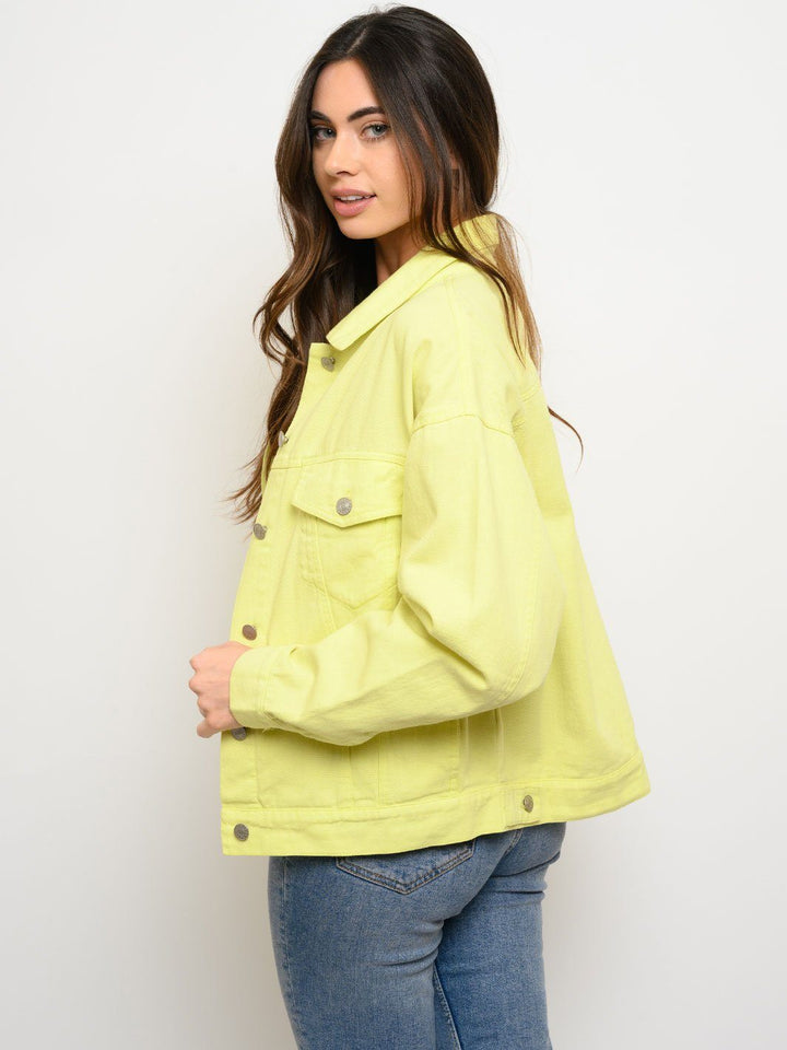 WOMEN'S BUTTON CLOSURE LONG SLEEVE DENIM JACKET