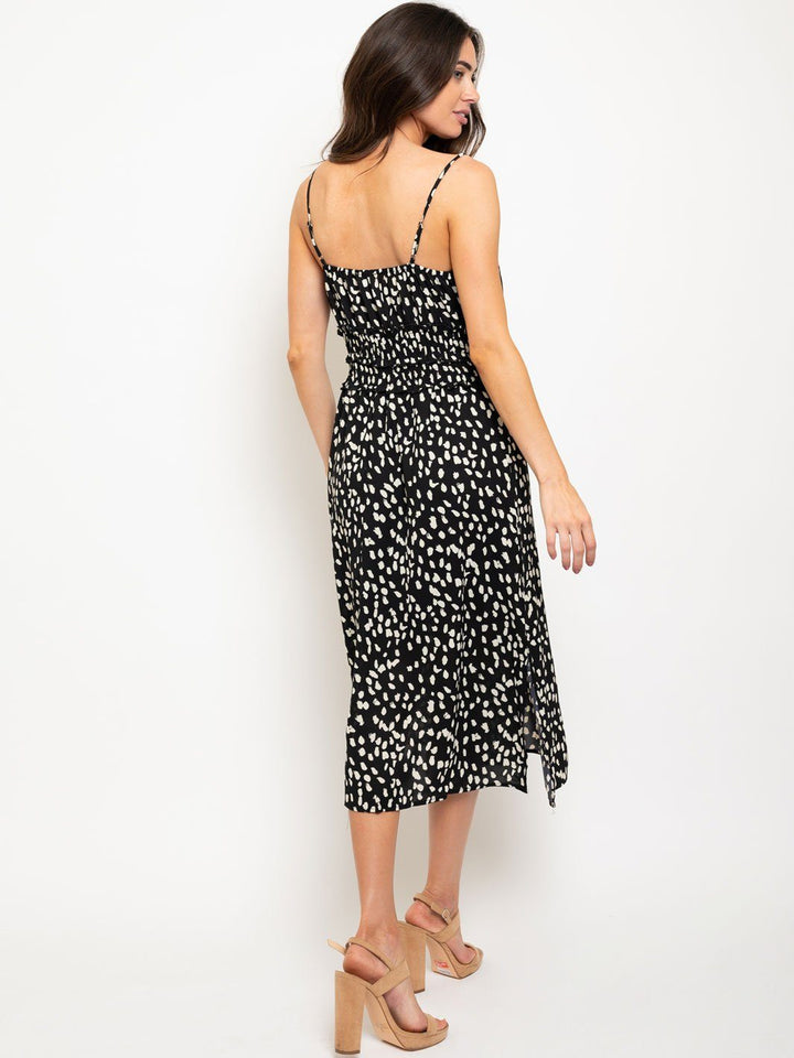 WOMEN'S DOUBLE SMOCKED WAISTBAND PRINTED DRESS