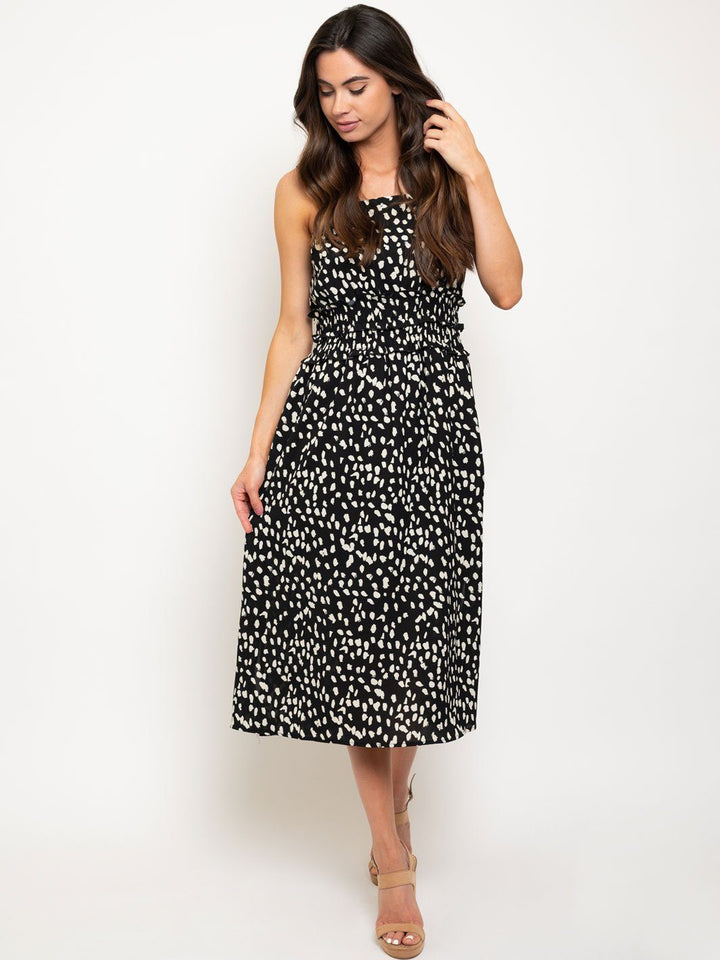 WOMEN'S DOUBLE SMOCKED WAISTBAND PRINTED DRESS