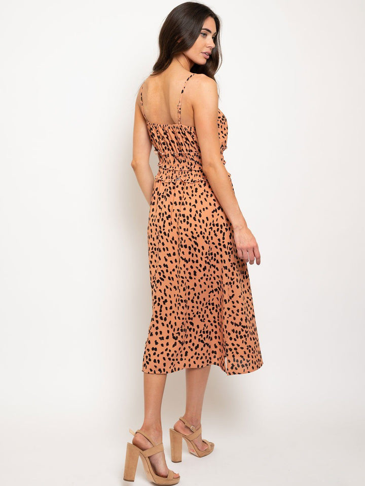 WOMEN'S DOUBLE SMOCKED WAISTBAND PRINTED DRESS