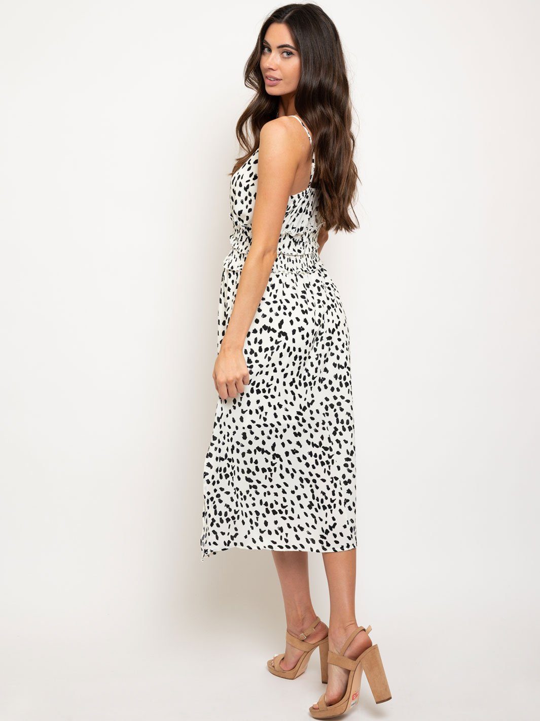 WOMEN'S DOUBLE SMOCKED WAISTBAND PRINTED DRESS