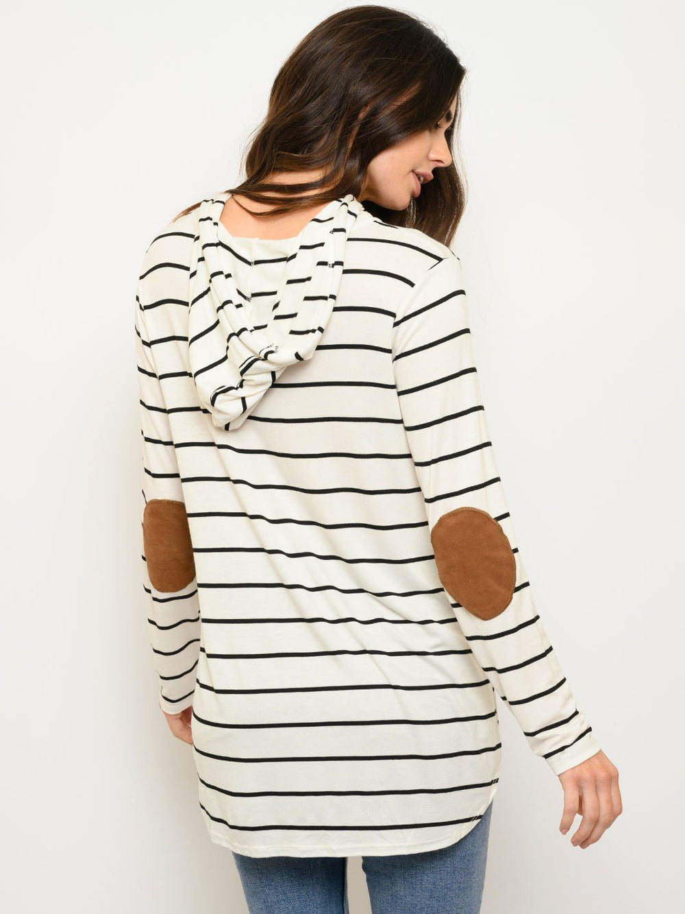 WOMEN'S STRIPES LONG SLEEVE HOODIE TOP