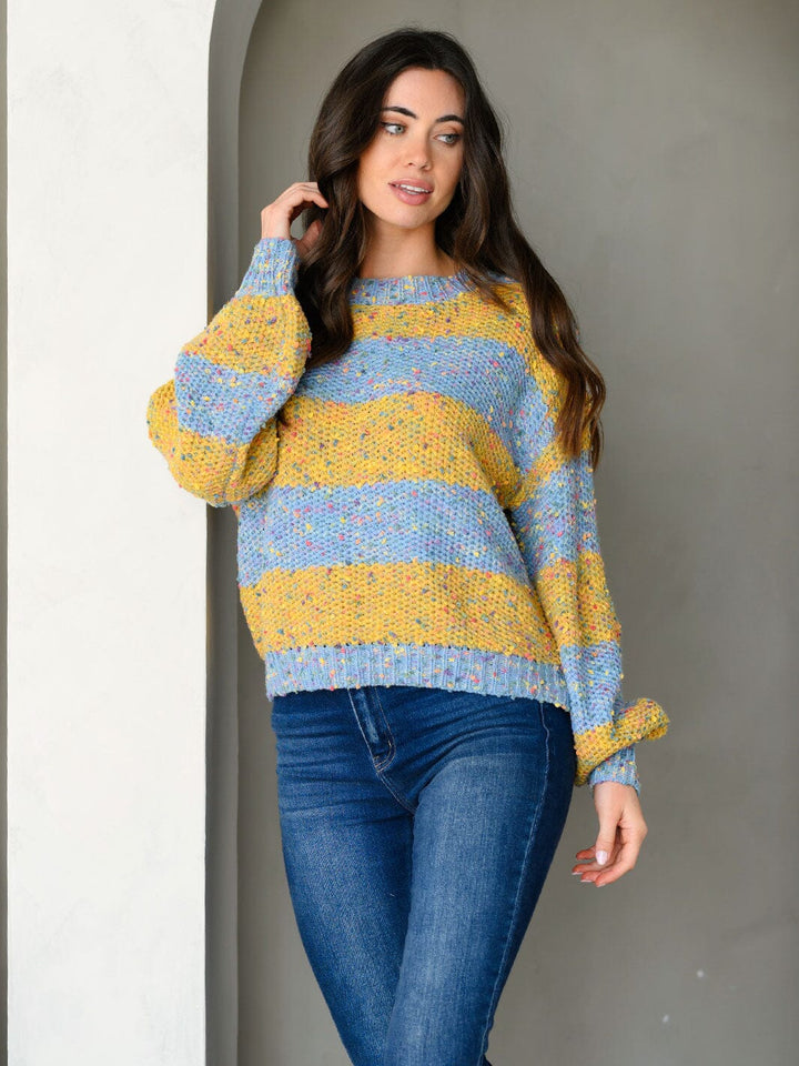 WOMEN'S LONG SLEEVE COLORBLOCK PULLOVER SWEATER