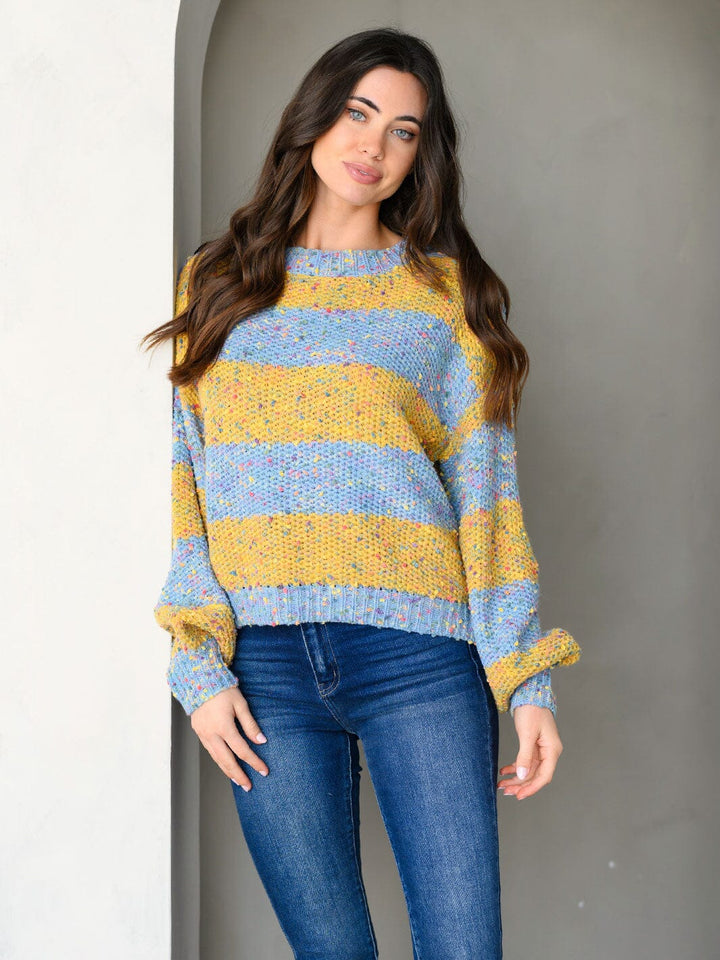 WOMEN'S LONG SLEEVE COLORBLOCK PULLOVER SWEATER