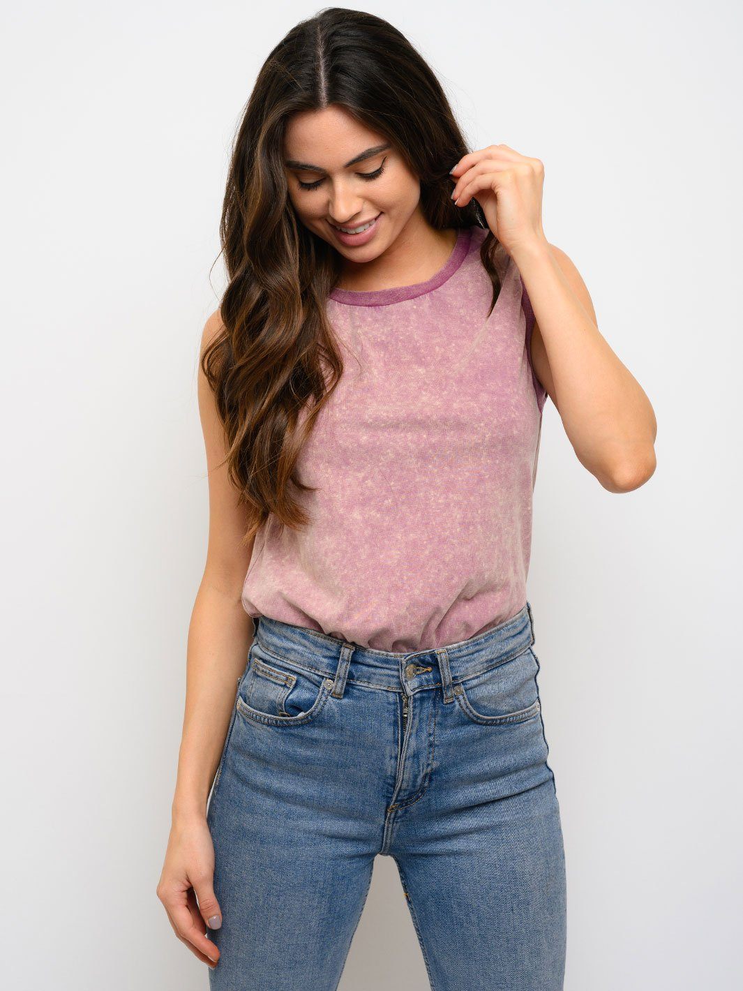 WOMEN'S SLEEVELESS ACID WASH BODYSUIT