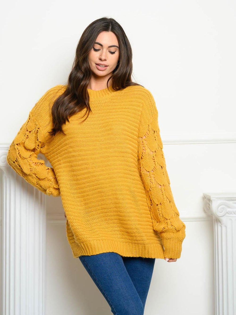 WOMEN'S LONG SLEEVE DETAILED SWEATER