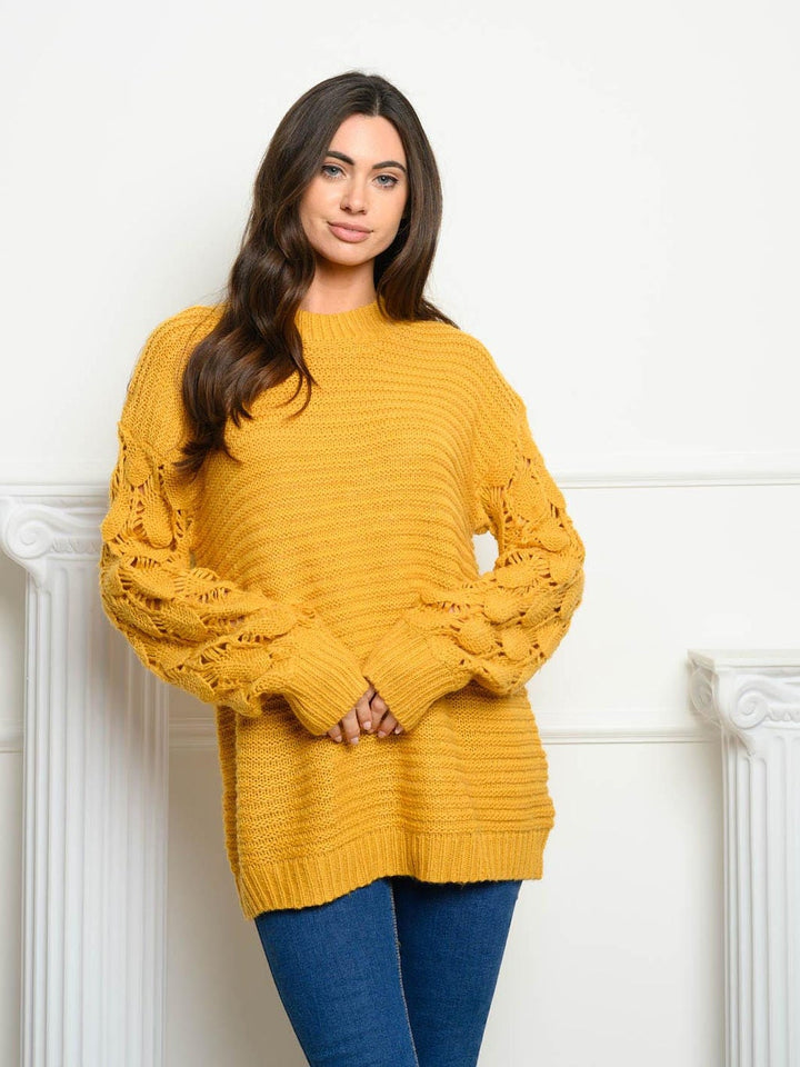 WOMEN'S LONG SLEEVE DETAILED SWEATER