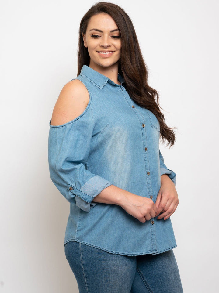 PLUS SIZE DENIM TOP