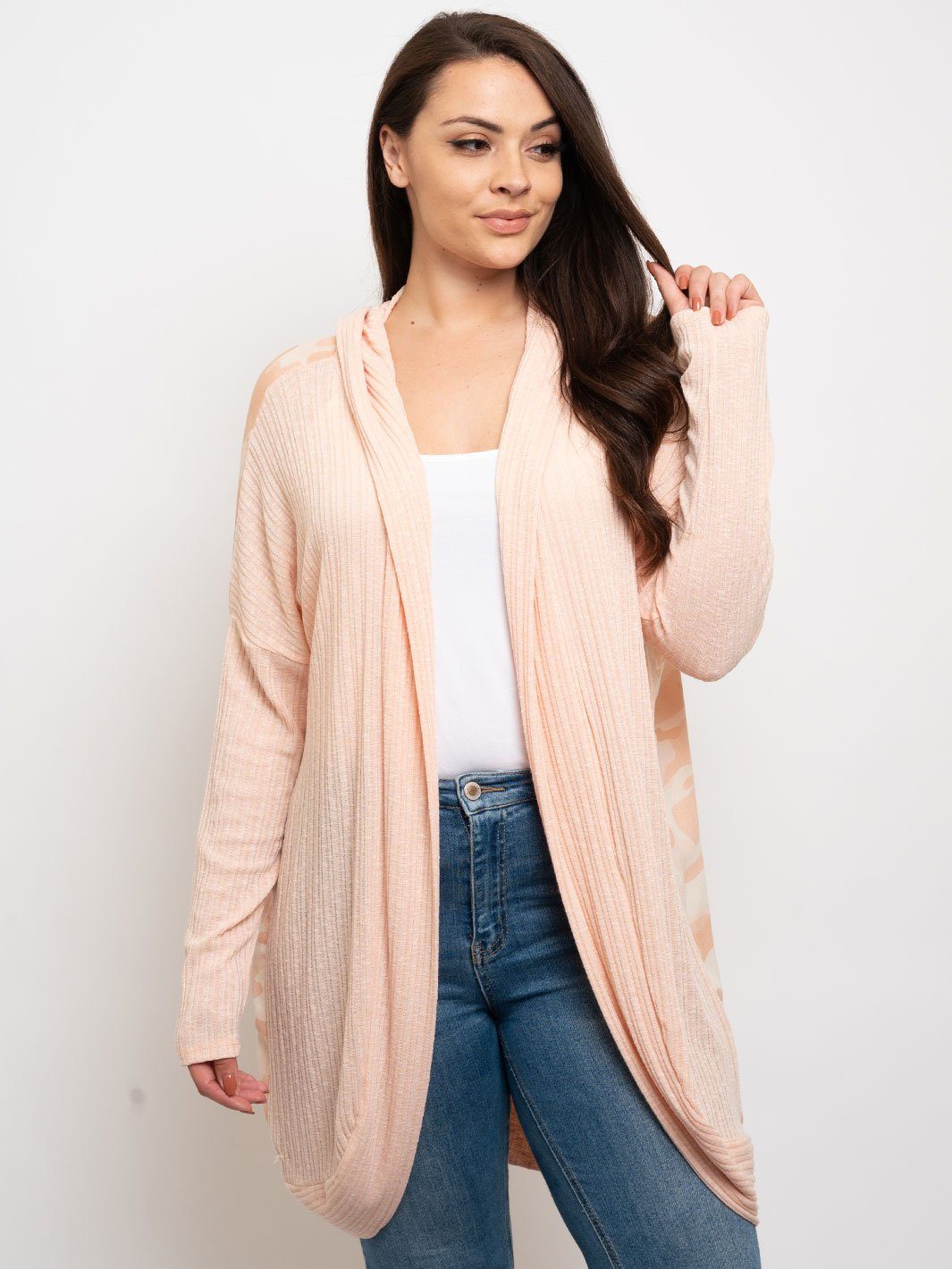 PLUS SIZE ARMY HOODIE CARDIGAN