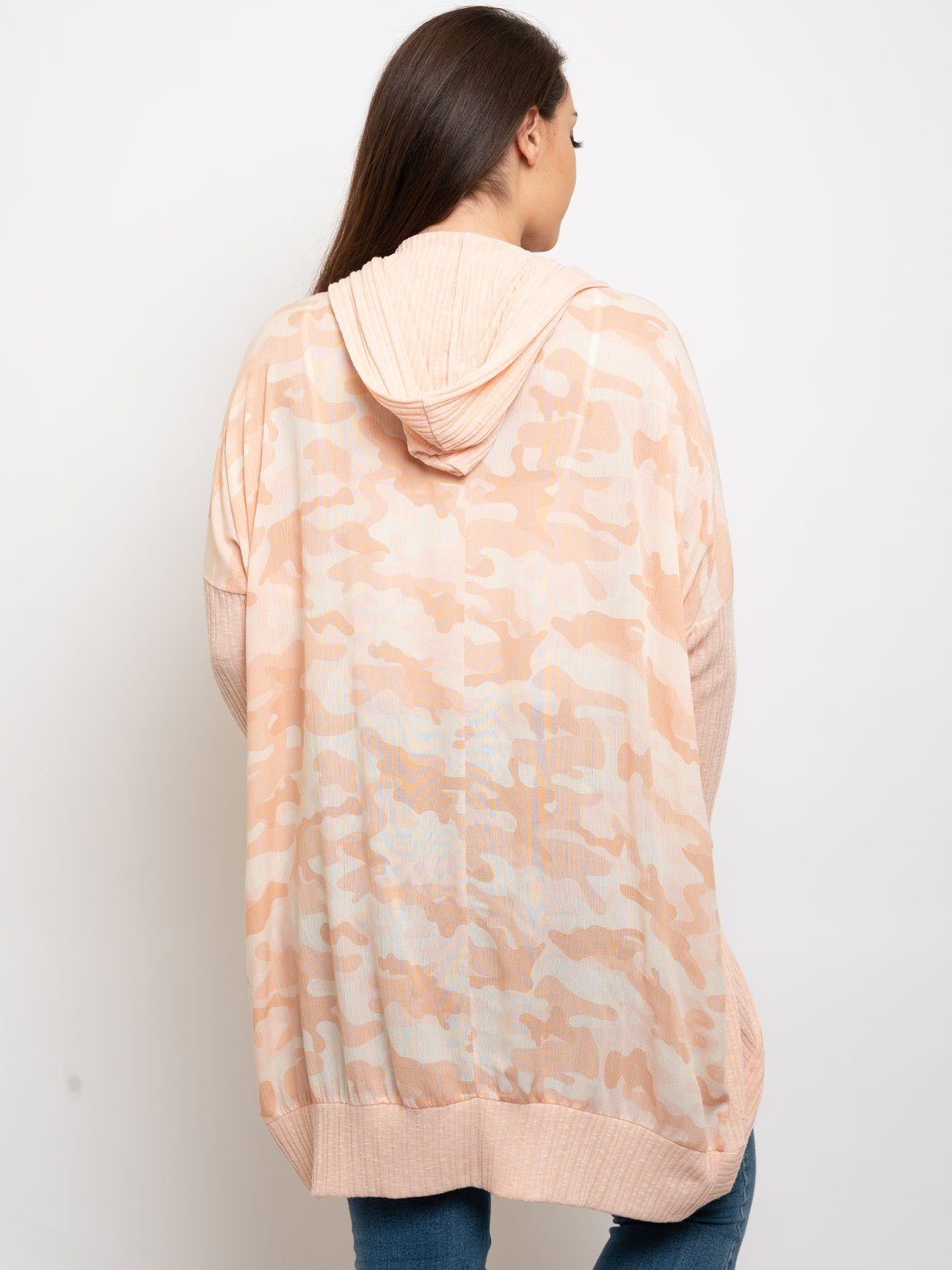 PLUS SIZE ARMY HOODIE CARDIGAN