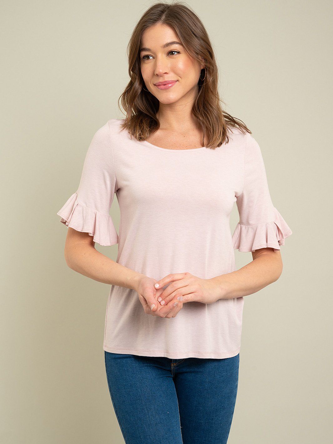 WOMEN'S RUFFLE BELL SLEEVE TOP