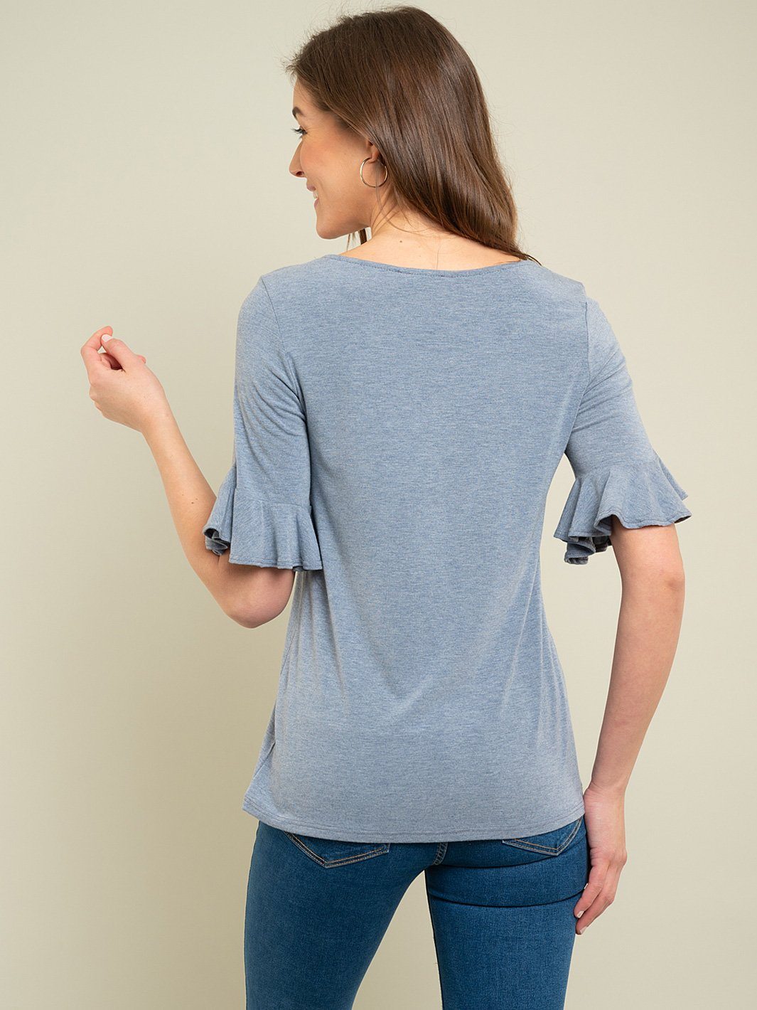 WOMEN'S RUFFLE BELL SLEEVE TOP