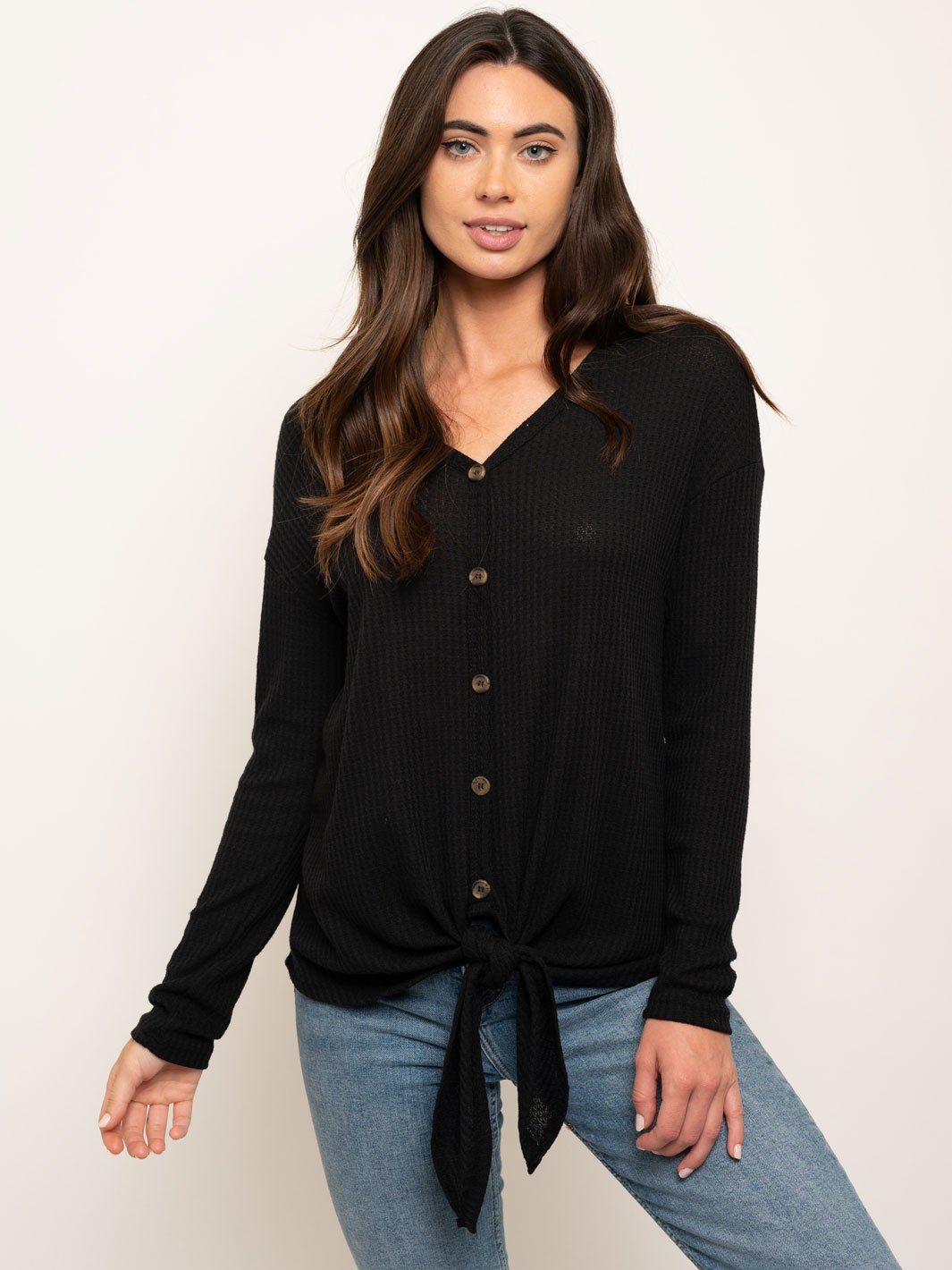WOMEN'S LONG SLEEVE BUTTON UP TOP
