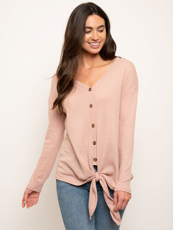 WOMEN'S LONG SLEEVE BUTTON UP TOP