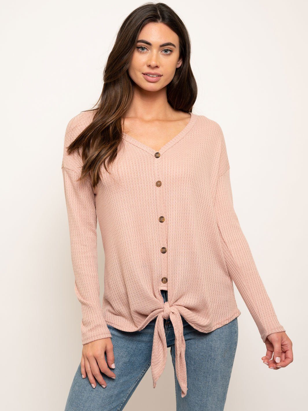 WOMEN'S LONG SLEEVE BUTTON UP TOP
