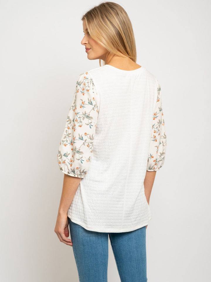 WOMEN'S 3/4 FLORAL SLEEVE TOP