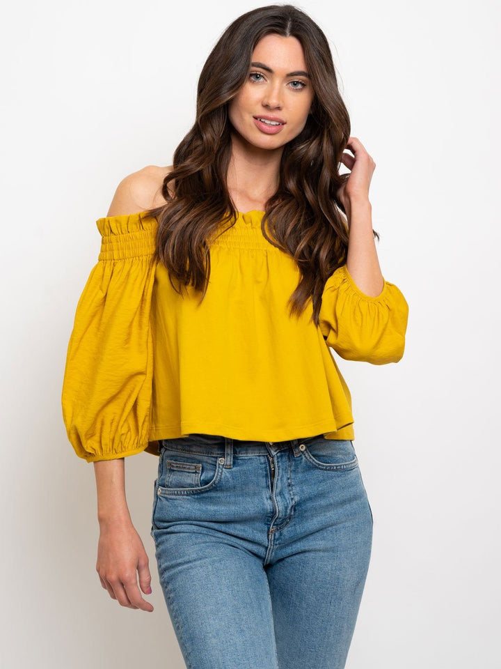 WOMEN'S OFF SHOULDER 3/4 SLEEVES TOP