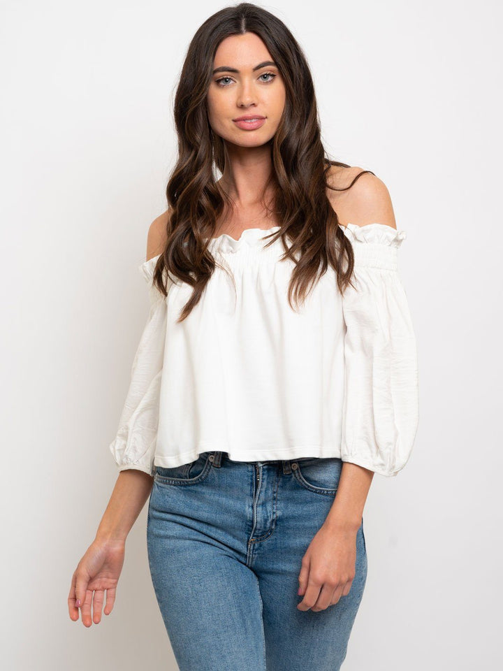 WOMEN'S OFF SHOULDER 3/4 SLEEVES TOP