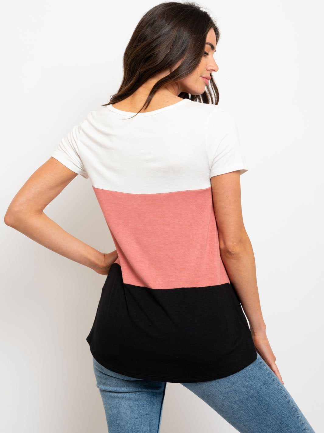 WOMEN'S COLOR BLOCK FRONT POCKET TOP