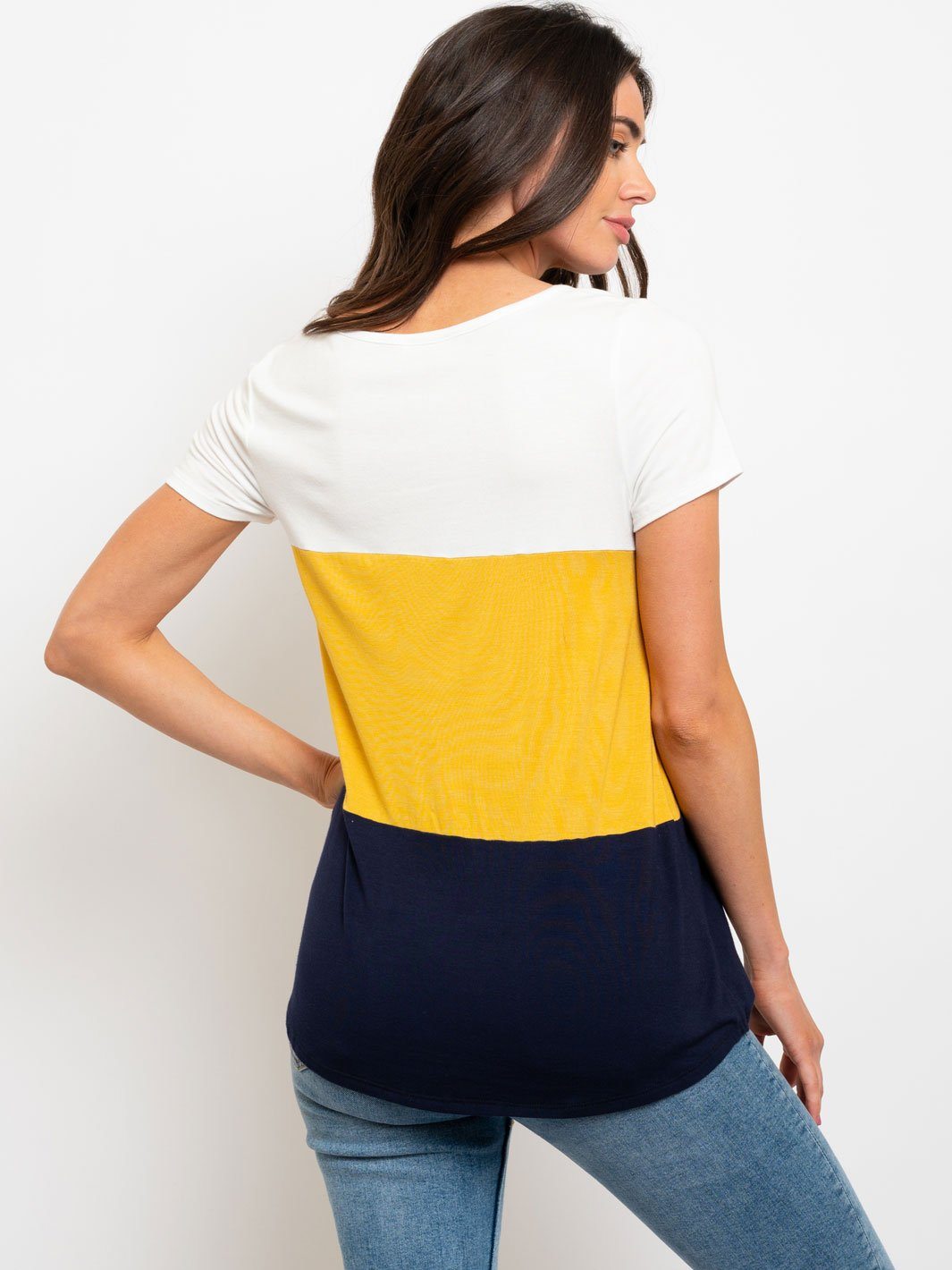 WOMEN'S COLOR BLOCK FRONT POCKET TOP