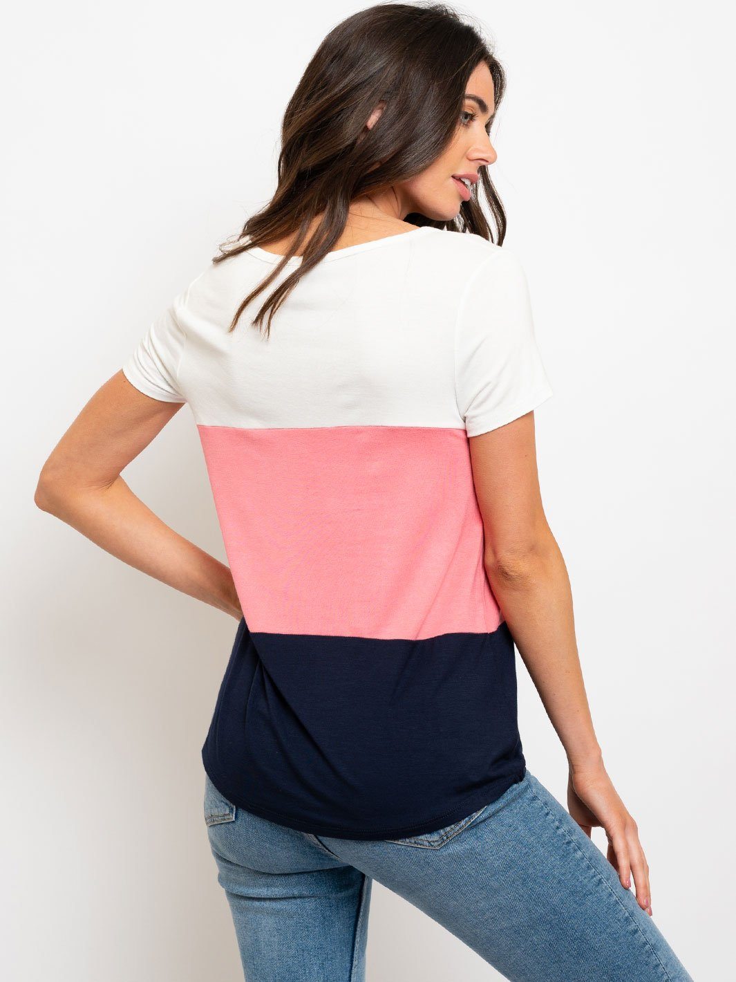 WOMEN'S COLOR BLOCK FRONT POCKET TOP