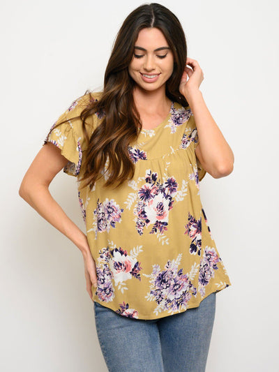 WOMEN'S SHORT SLEEVE FLORAL TUNIC TOP