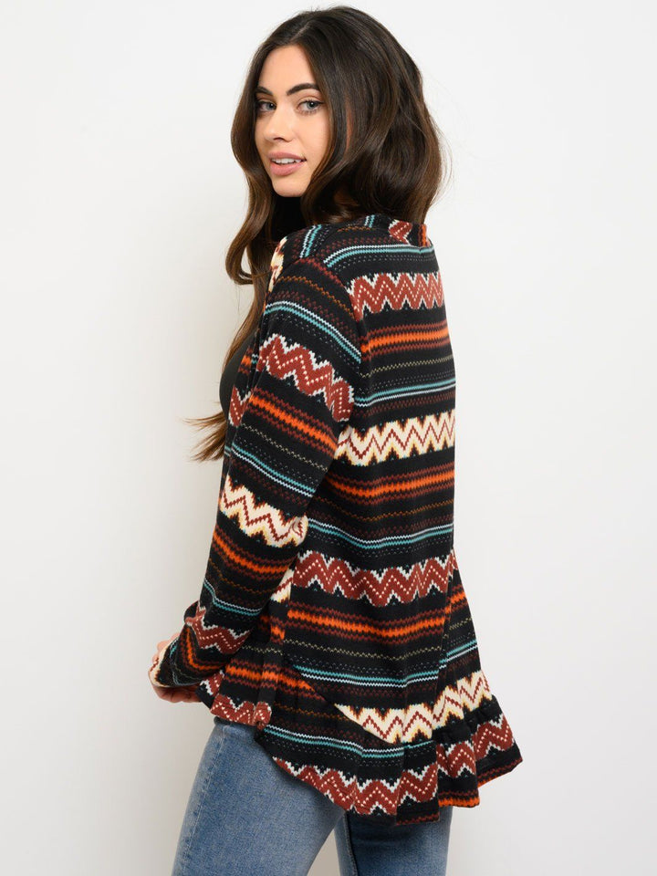 WOMEN'S LONG SLEEVE MULTI PRINT CARDIGAN