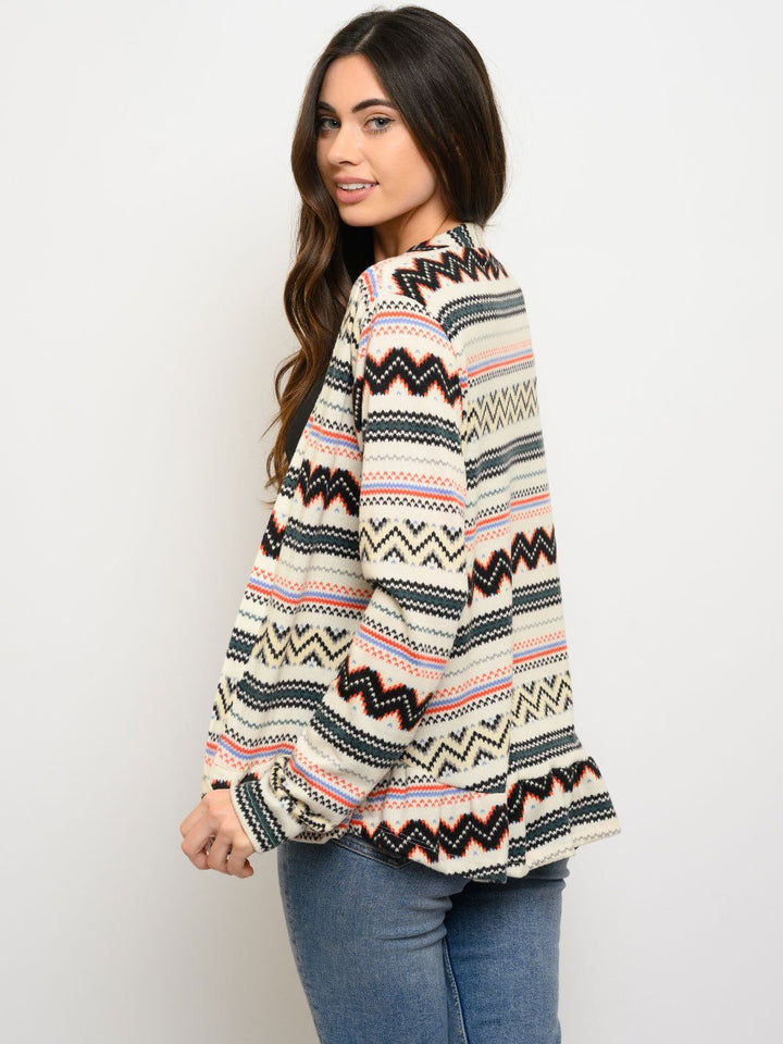WOMEN'S LONG SLEEVE MULTI PRINT CARDIGAN